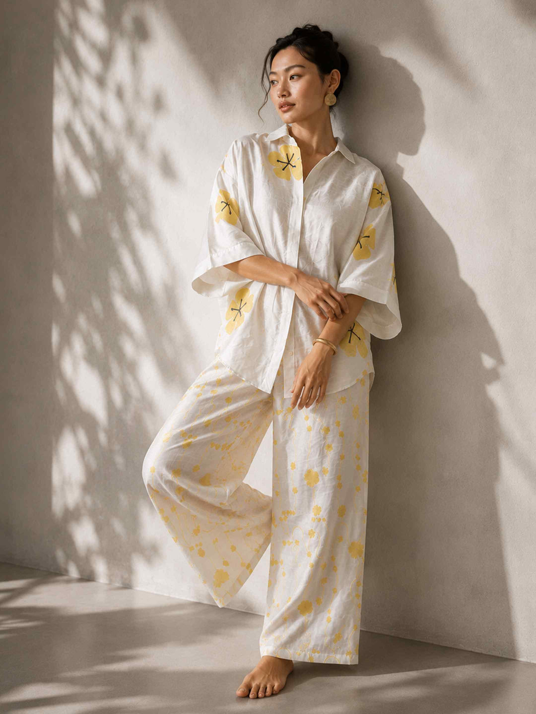 Mogra Chanderi Co-ord Set - Pearl White