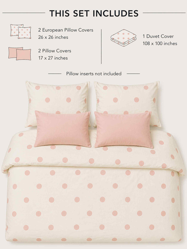 Ink Polka Duvet Cover Set - Peach