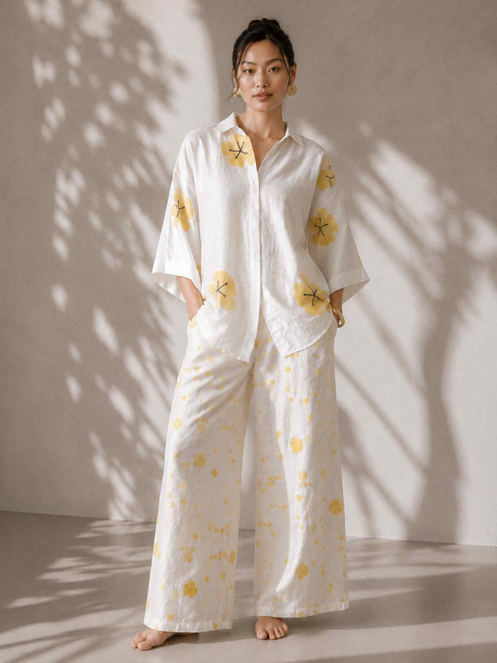 Mogra Chanderi Co-ord Set - Pearl White