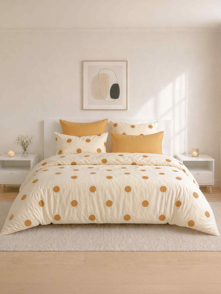 Ink Polka Duvet Cover Set - Mustard