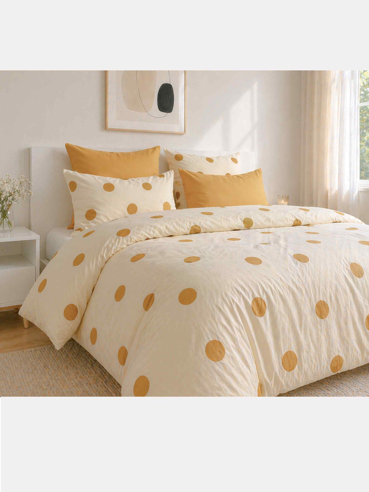 Ink Polka Duvet Cover Set - Mustard