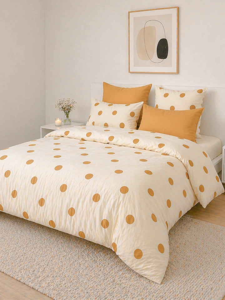 Ink Polka Duvet Cover Set - Mustard