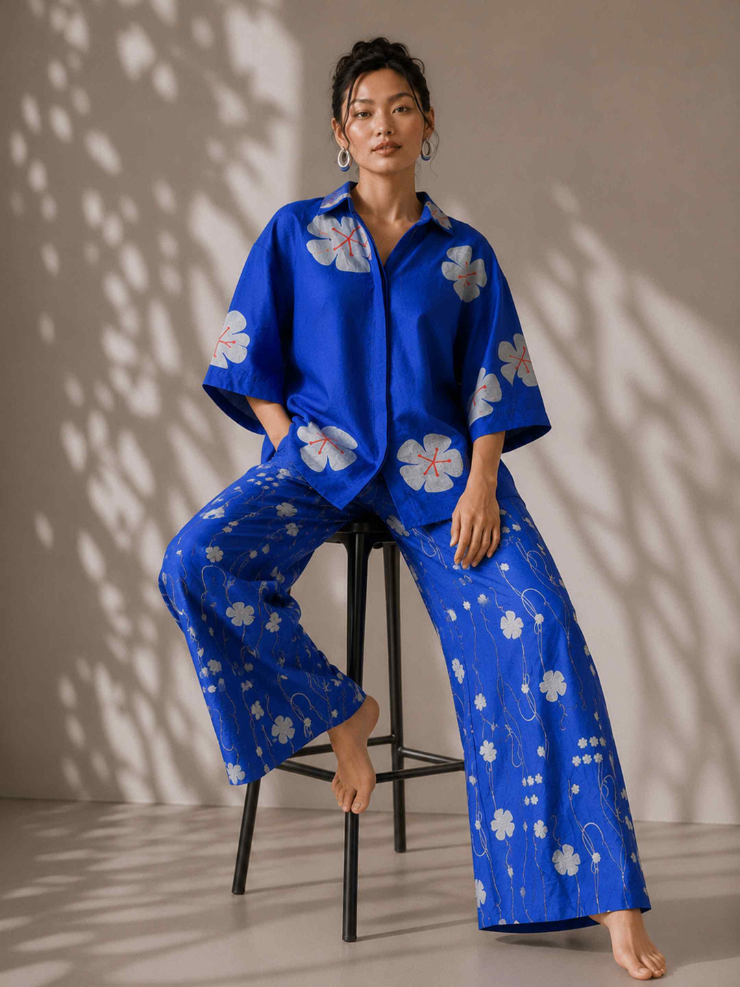 Mogra Chanderi Co-ord Set - Royal Blue