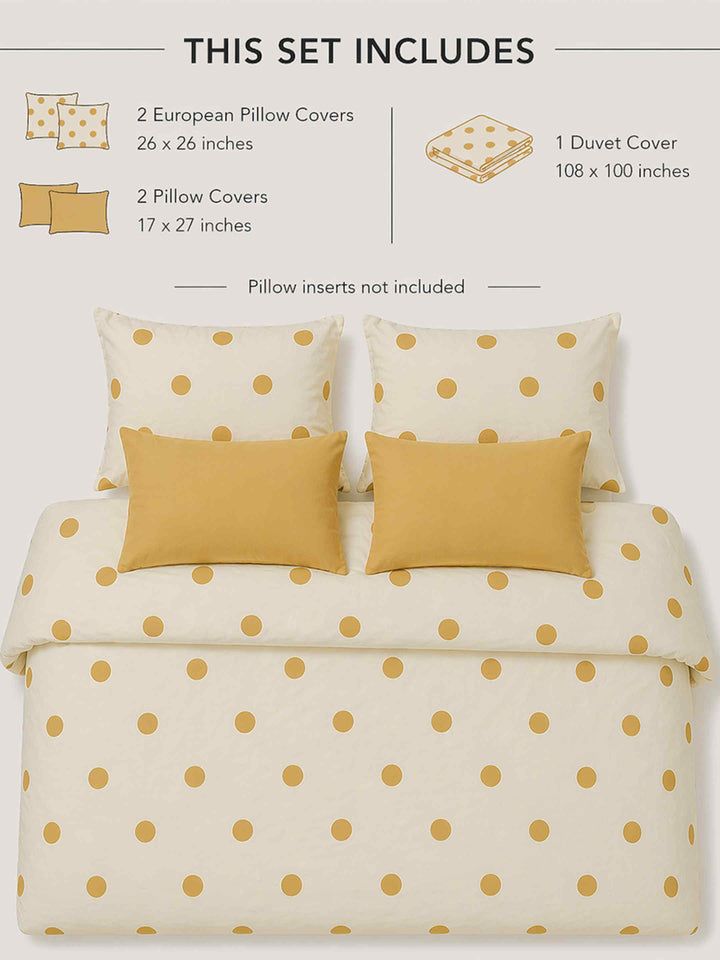 Ink Polka Duvet Cover Set - Mustard