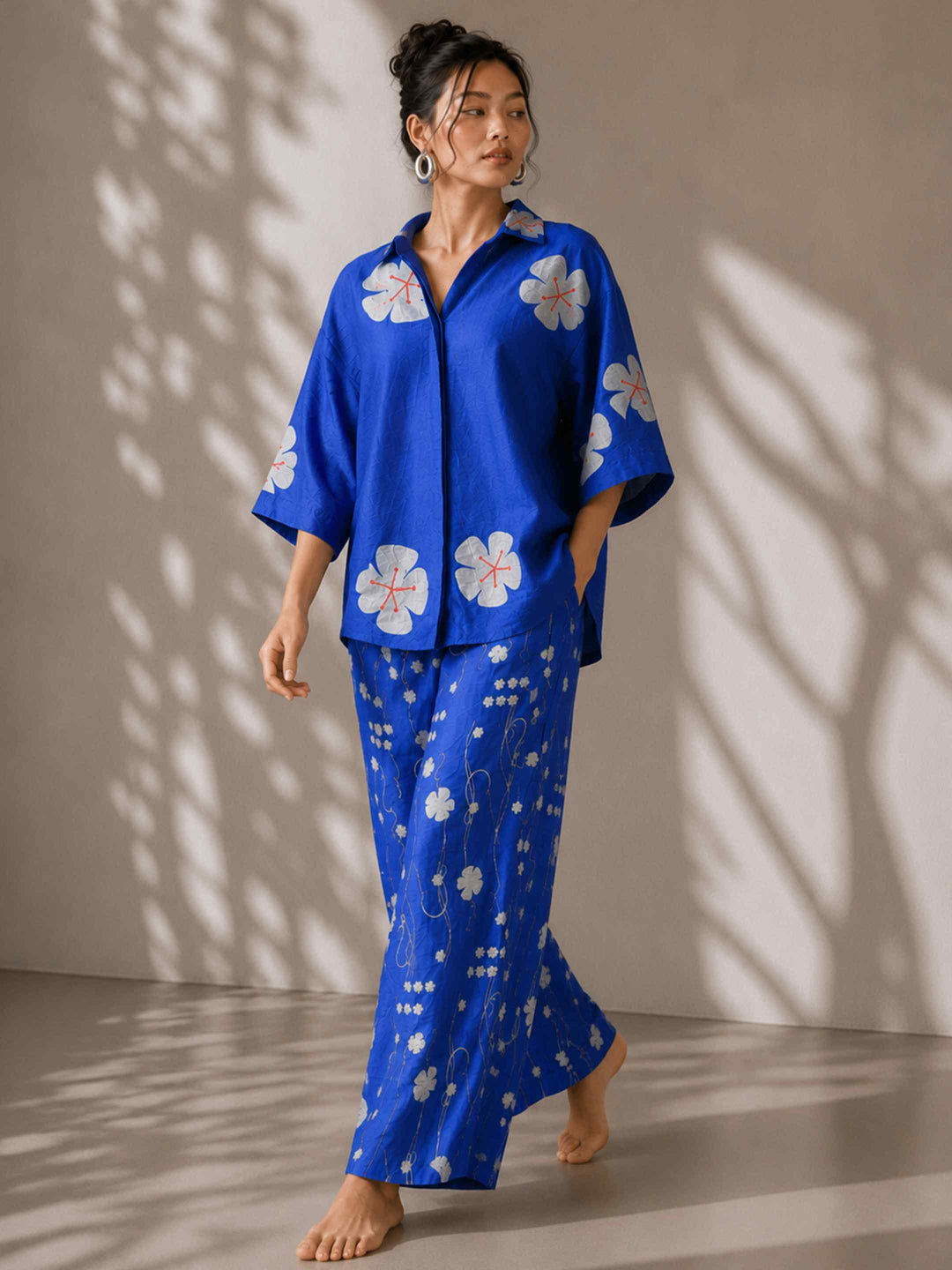 Mogra Chanderi Co-ord Set - Royal Blue