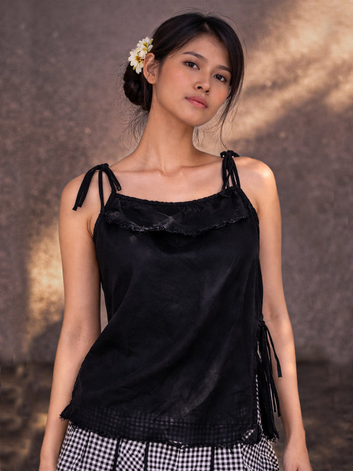 Tie-Up Spagheti Top - Black