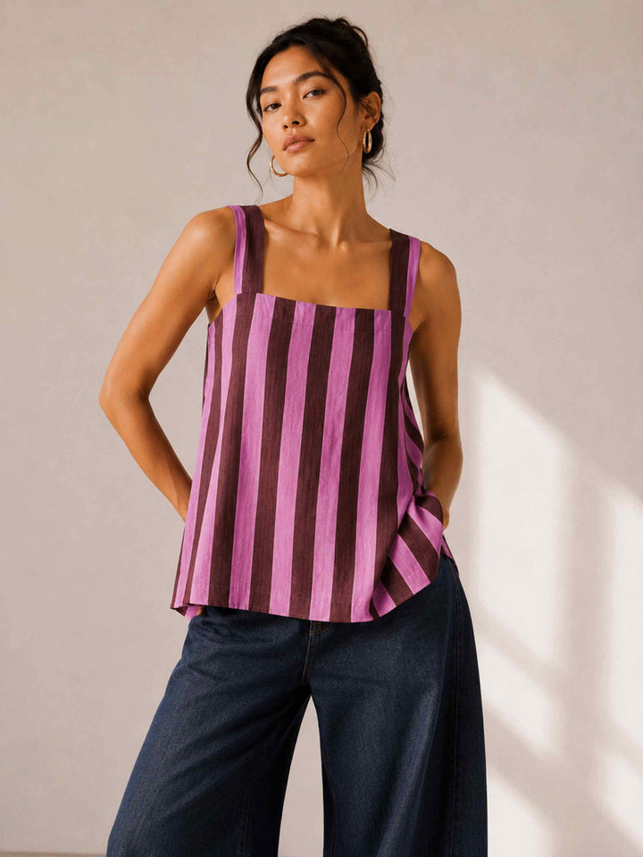 Candy Stripe Criss Cross Top