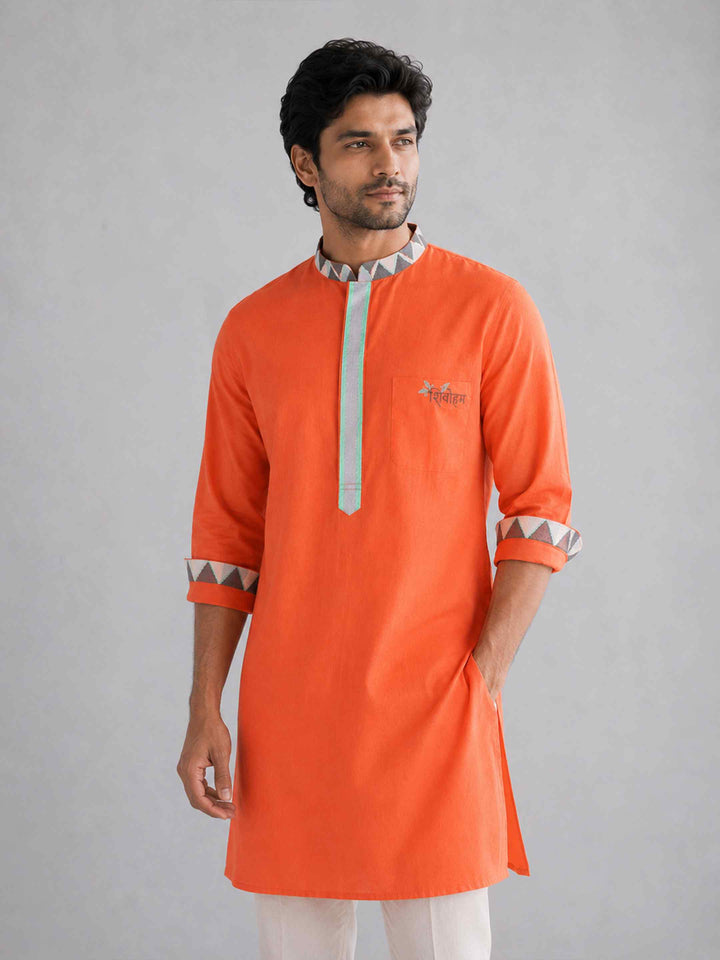 Shivoham Cotton Kurta - Saffron