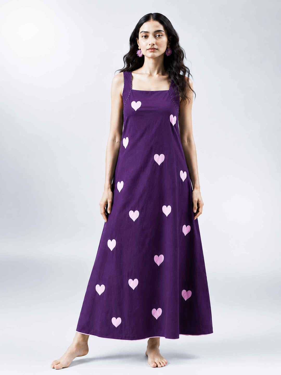Classic Dress - Aubergine Hearts