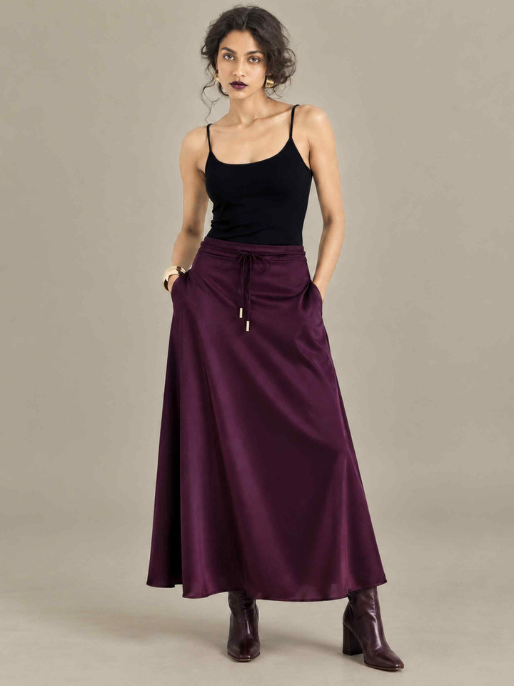 Satin Skirt - Wine