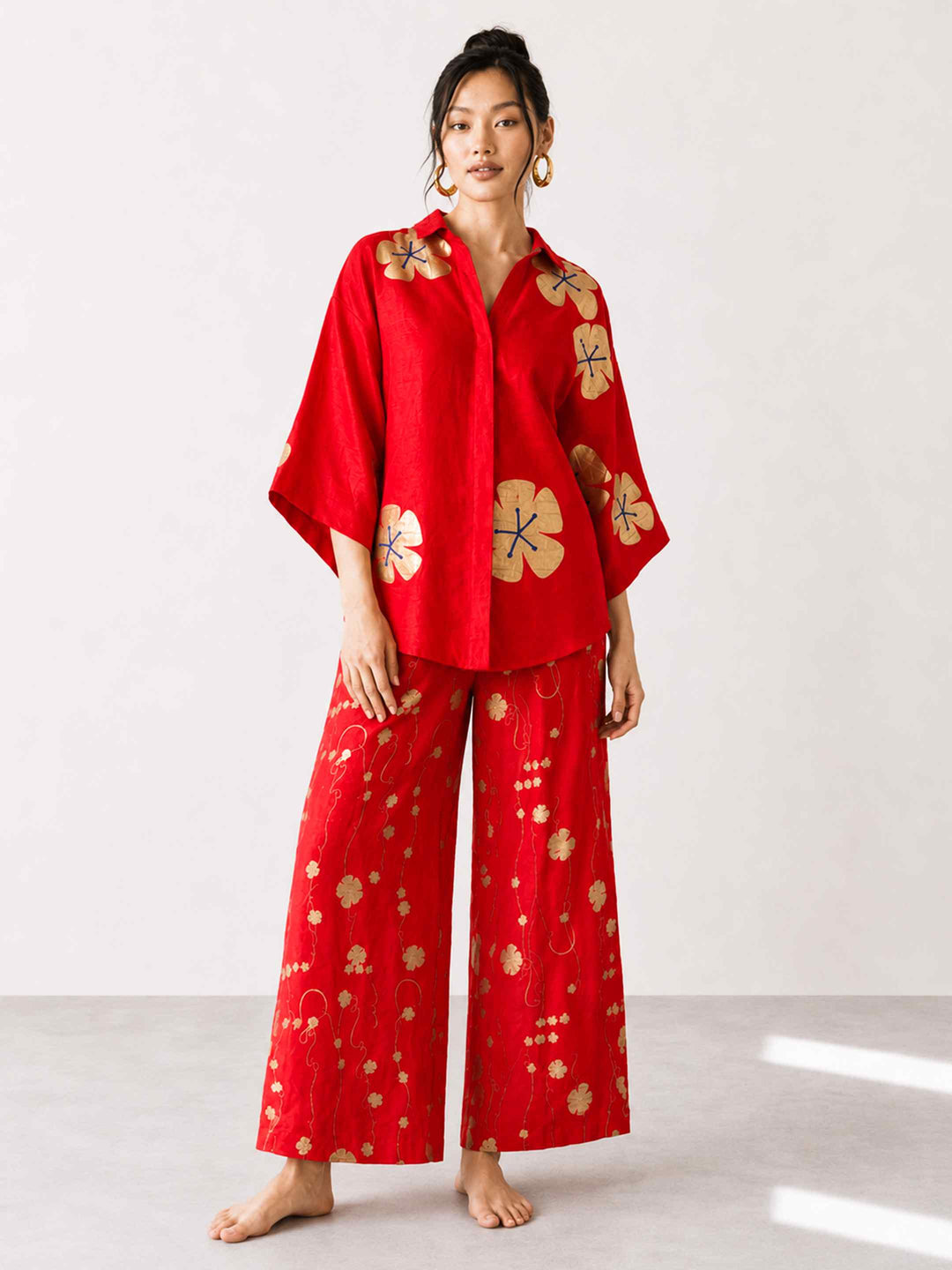 Mogra Chanderi Co-ord Set - Red