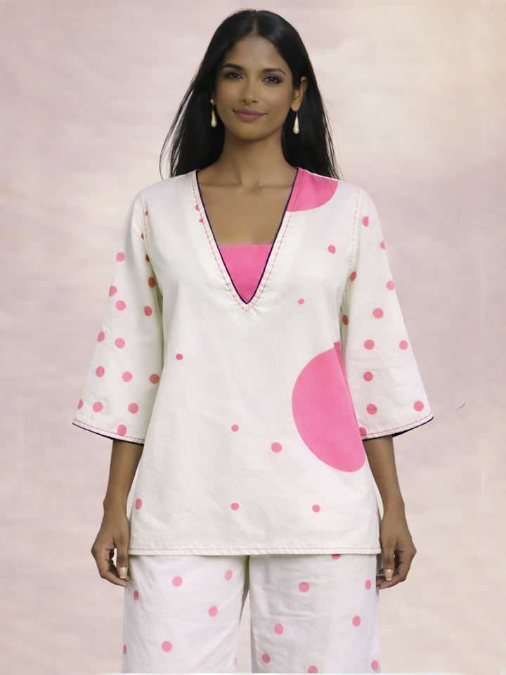Luna Dot Kurti - Ivory White