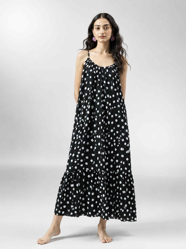 Boho Spirit Dress - Black Polka