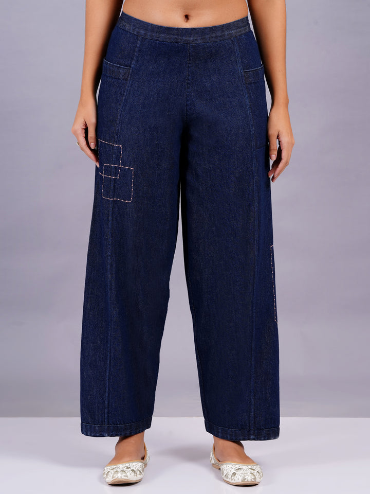 Indigo Blue Straight Fit Denim Pants