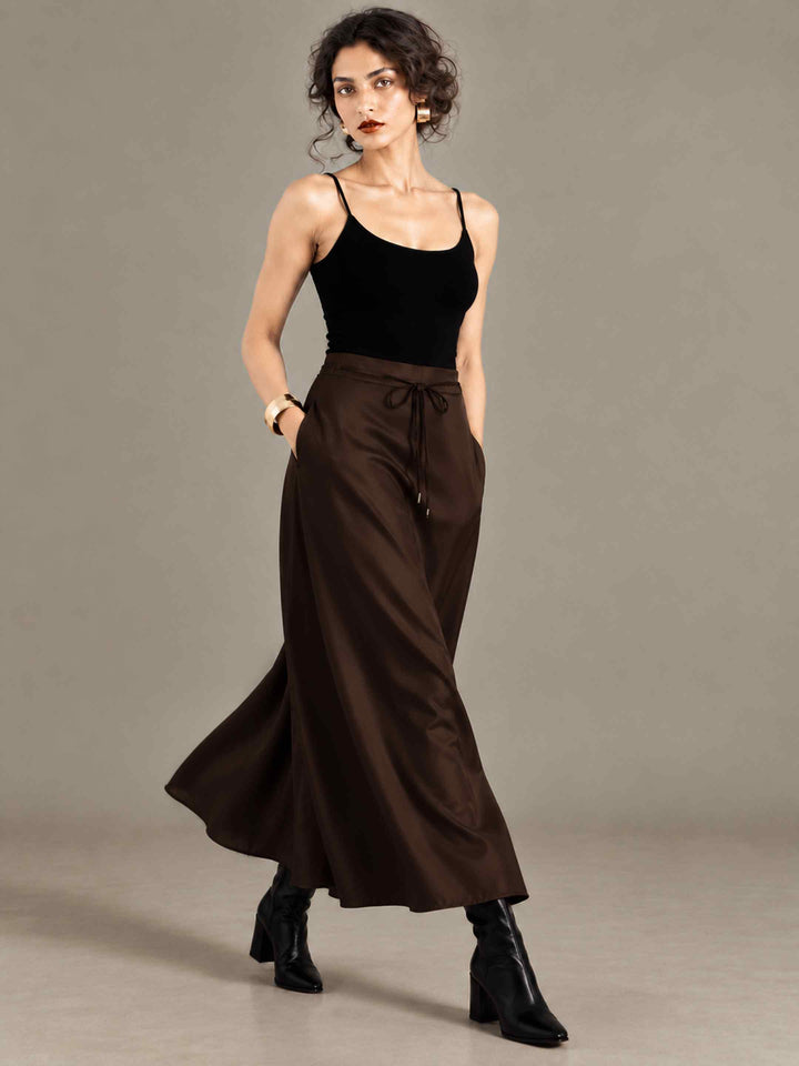 Satin Skirt - Coffee