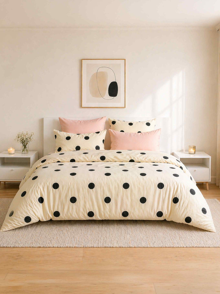 Ink Polka Duvet Cover Set - Black