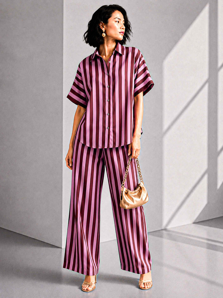 Aubergine Pink Stripe - Buttoned Down Set