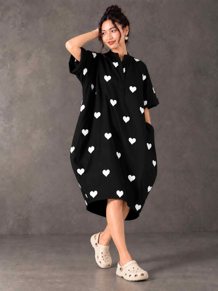 Cocoon Dress - Midnight Hearts