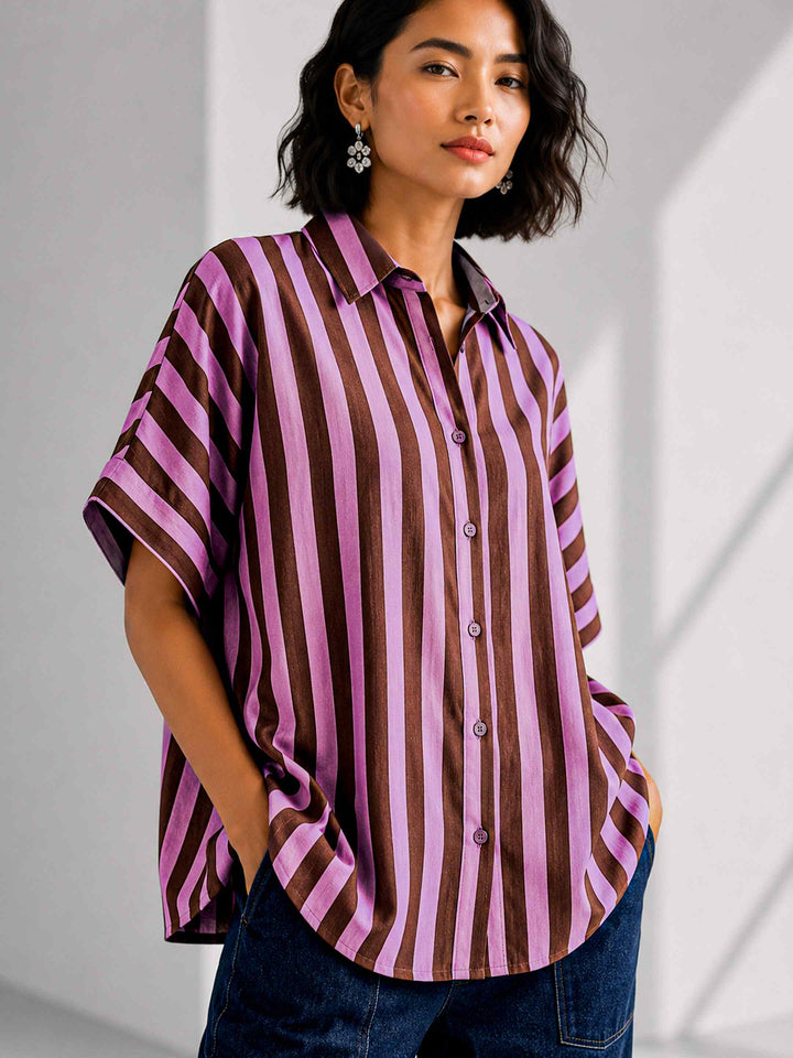 Aubergine Pink Stripe Top