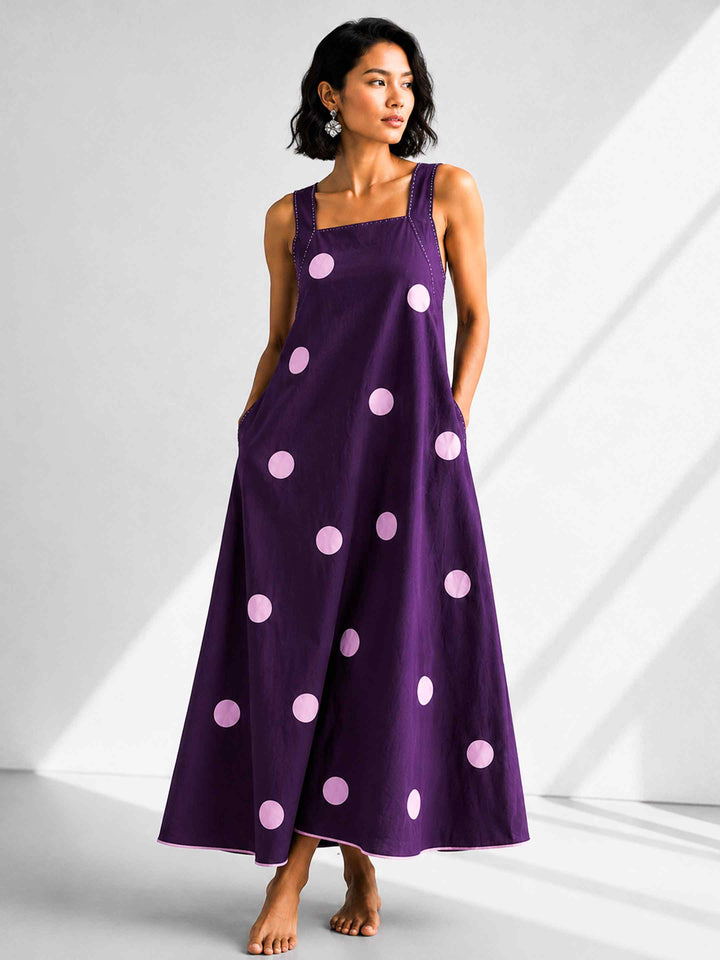 Classic Dress - Aubergine Polkas