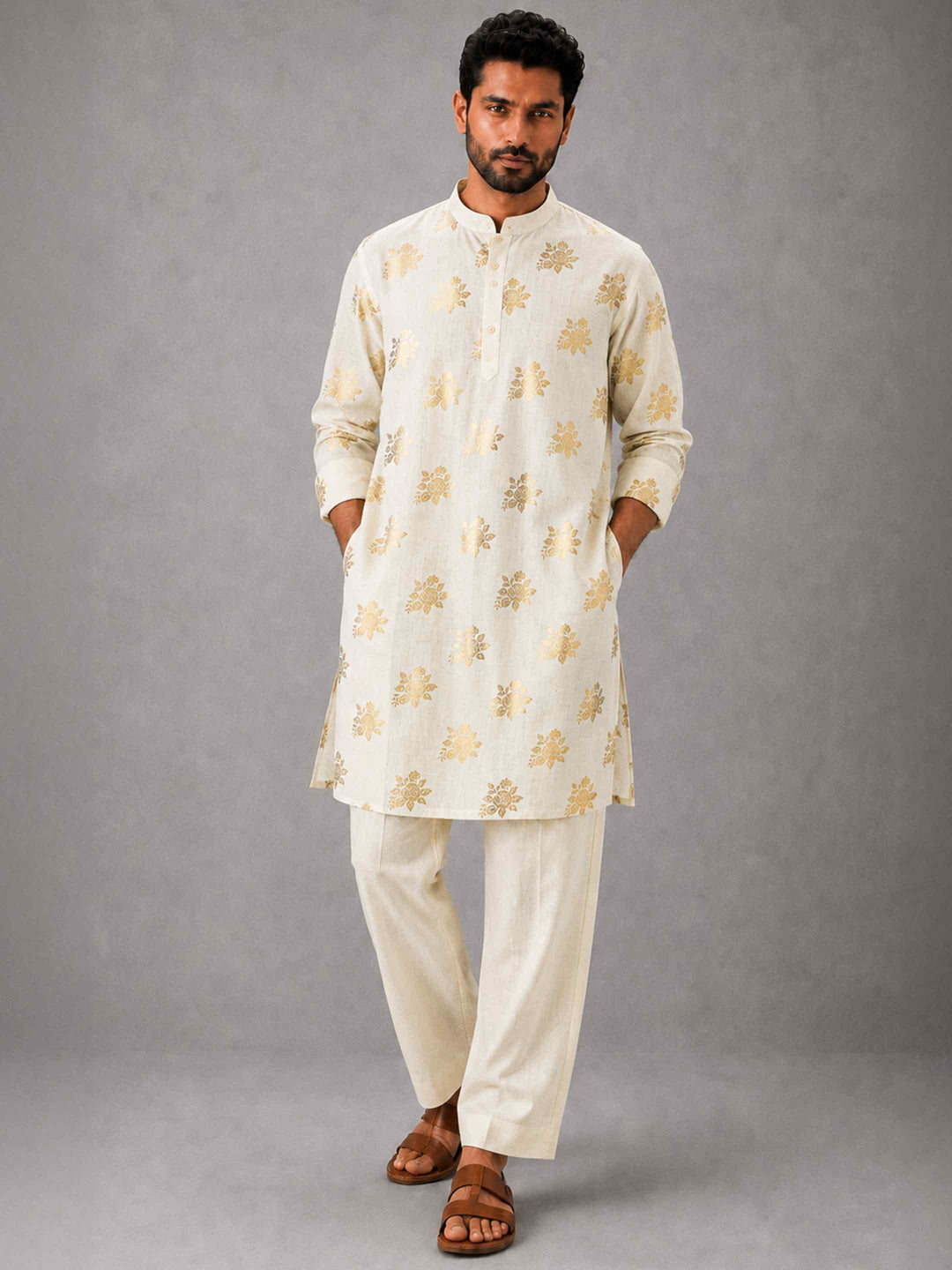 Gold Rose - Jute Silk Kurta