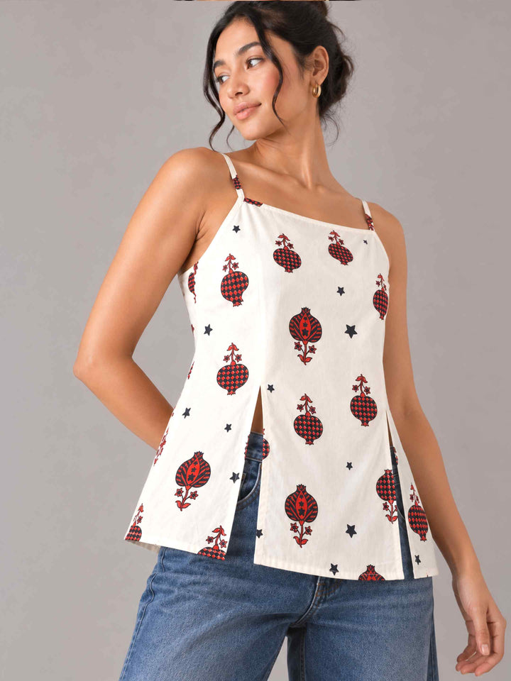 Strap Anaar Top - Red Black
