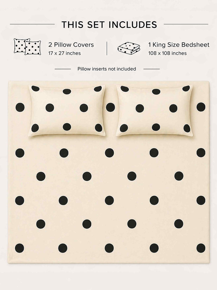 Ink Polka Bed Linen Set - Black