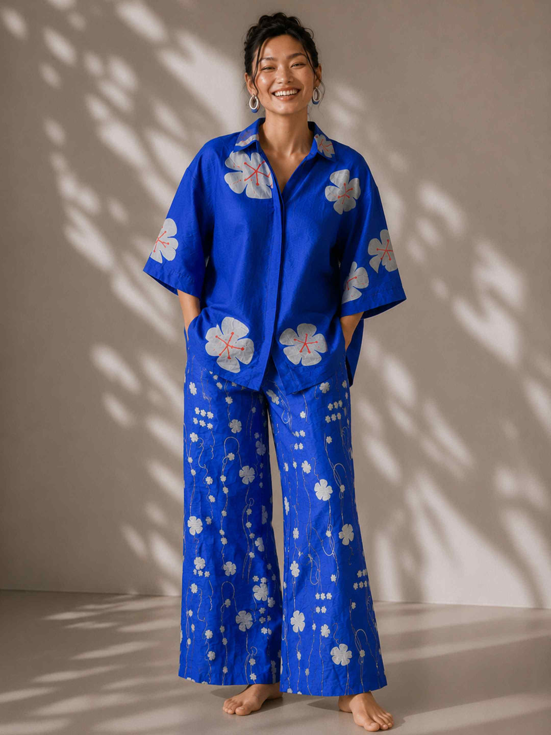 Mogra Chanderi Co-ord Set - Royal Blue
