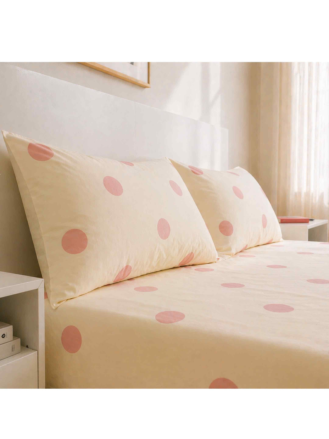 Ink Polka Bedsheet Set - Peach