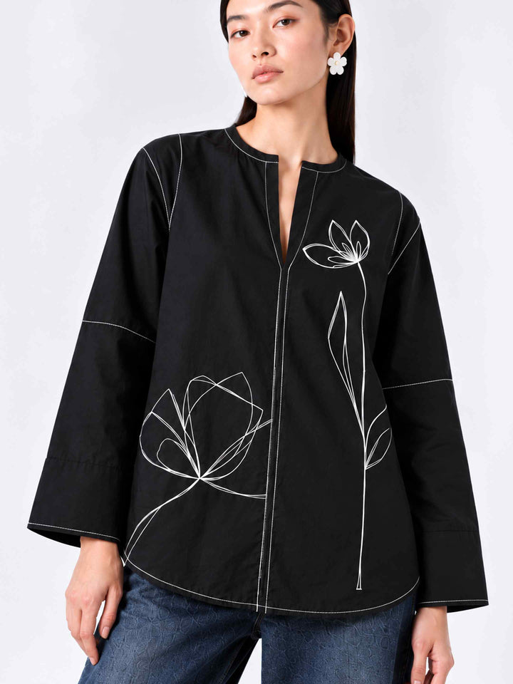 Line Art Floral Shirt