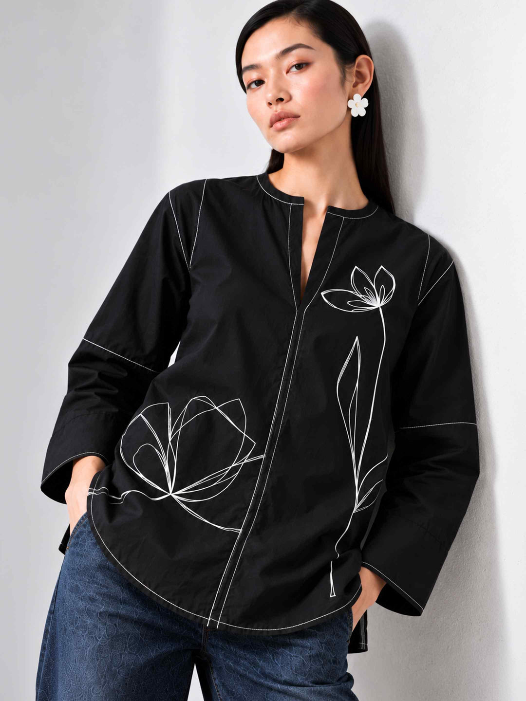 Line Art Floral Shirt