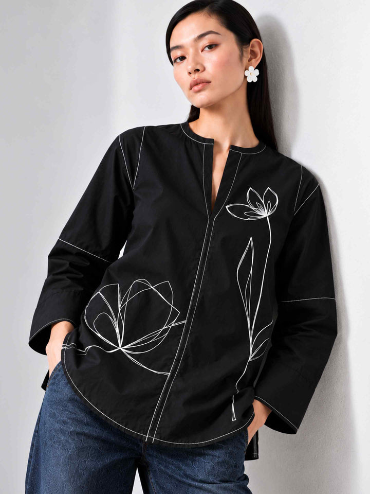 Line Art Floral Shirt
