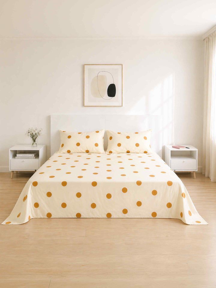 Ink Polka Bedsheet Set - Mustard
