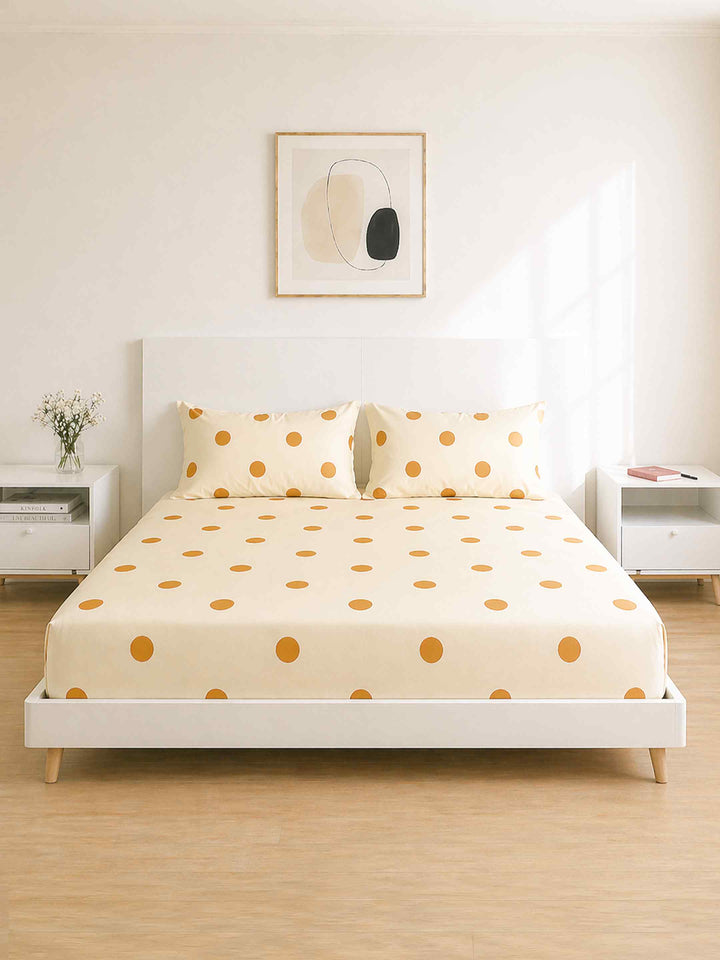 Ink Polka Bedsheet Set - Mustard