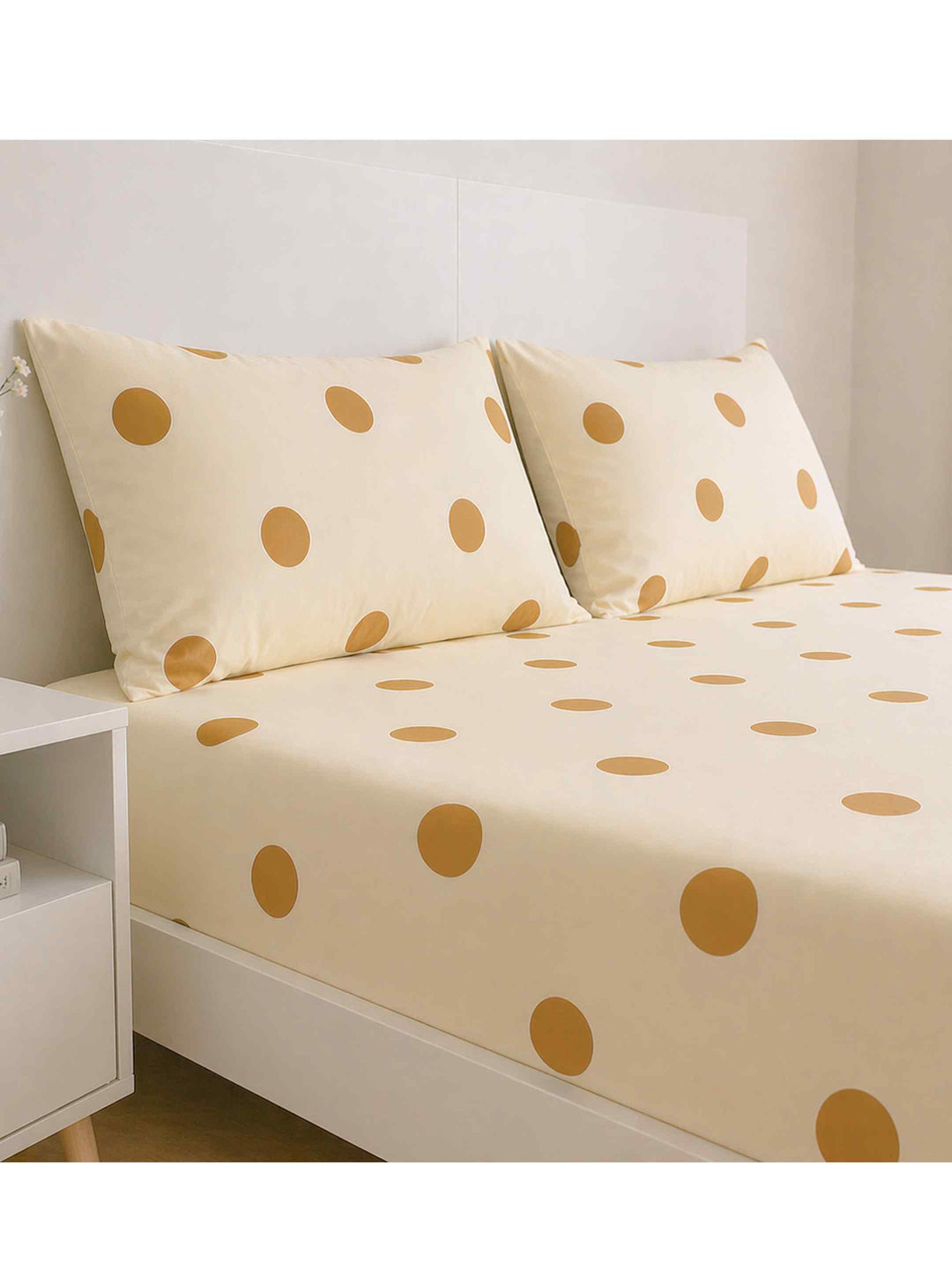 Ink Polka Bedsheet Set - Mustard