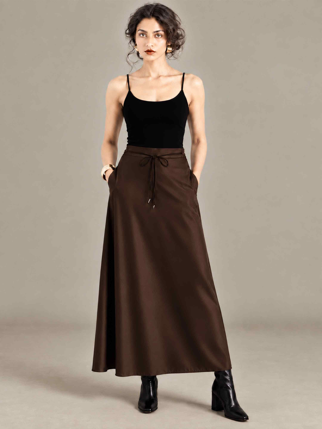Satin Skirt - Coffee