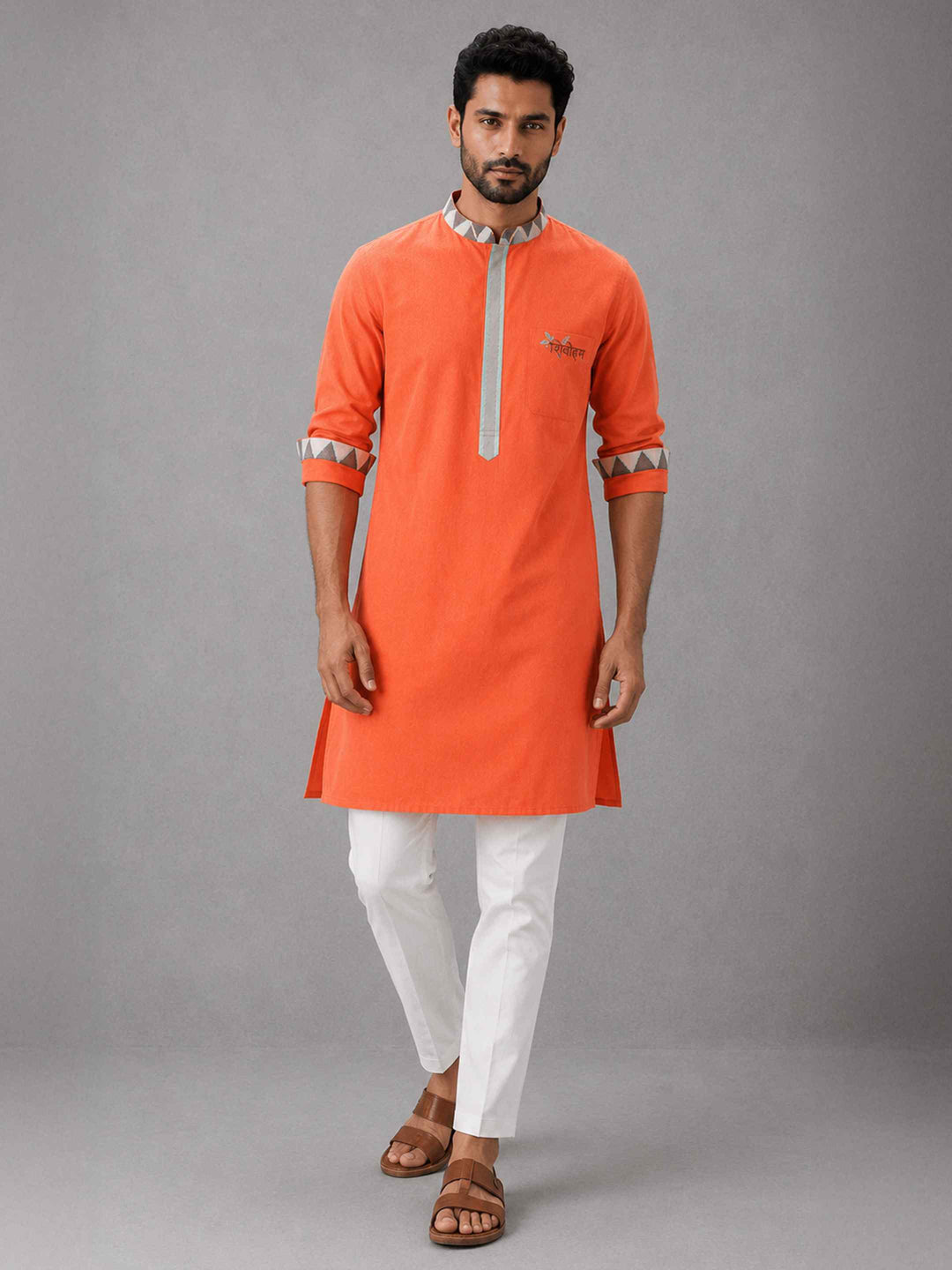 Shivoham Cotton Kurta - Saffron