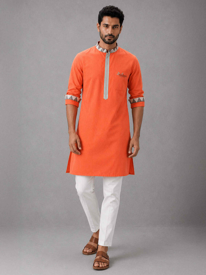 Shivoham Cotton Kurta - Saffron