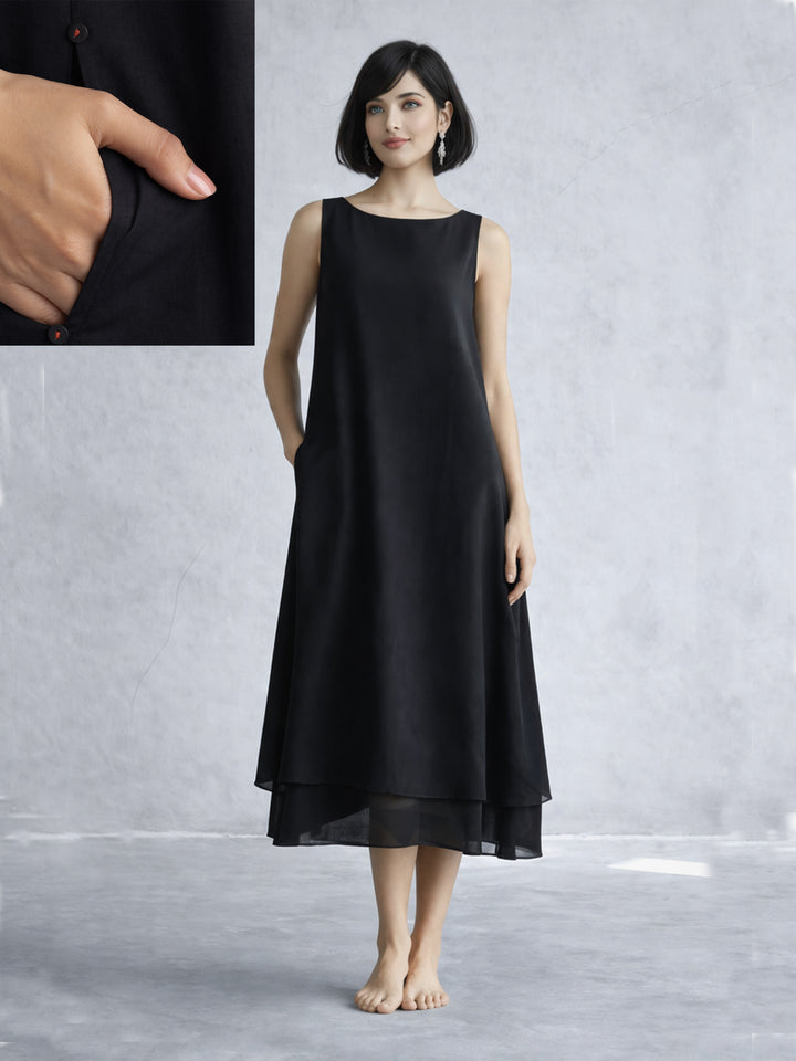 Noir Flow Dress - Black