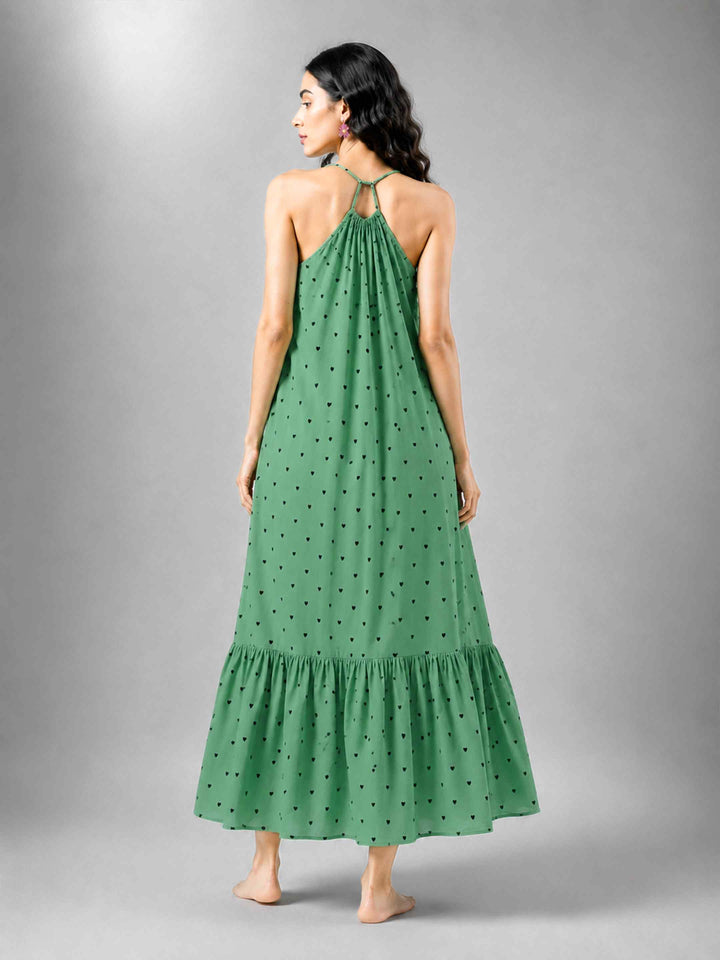 Boho Spirit Dress - Green Hearts