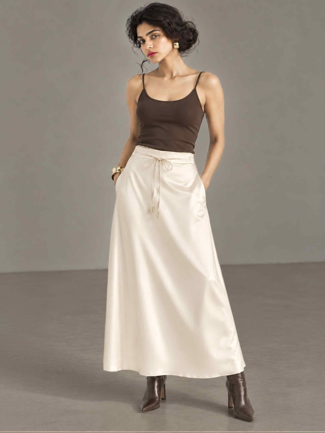 Satin Skirt - Ivory