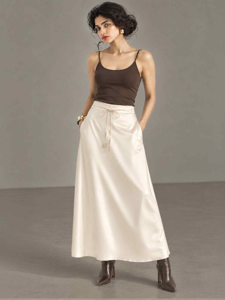 Satin Skirt - Ivory