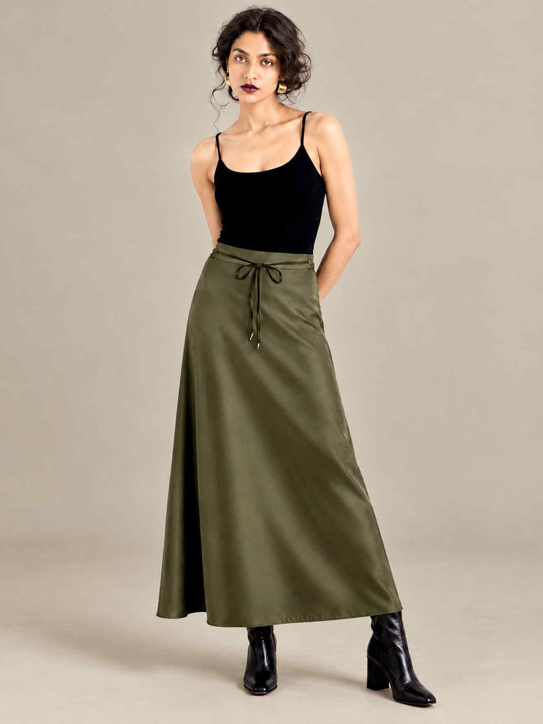 Satin Skirt - Olive