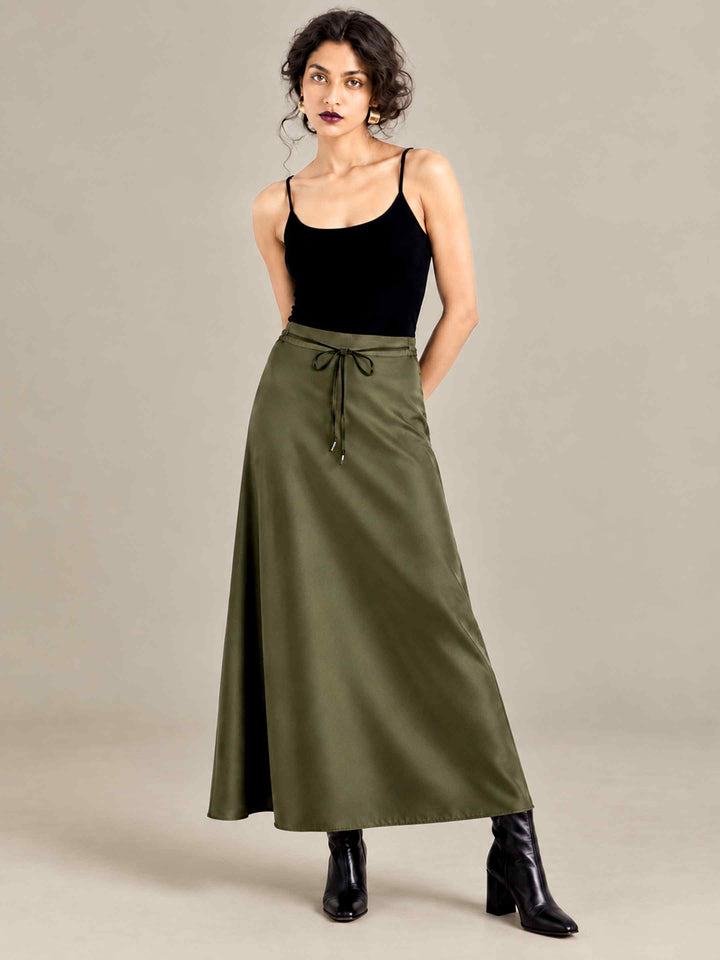 Satin Skirt - Olive