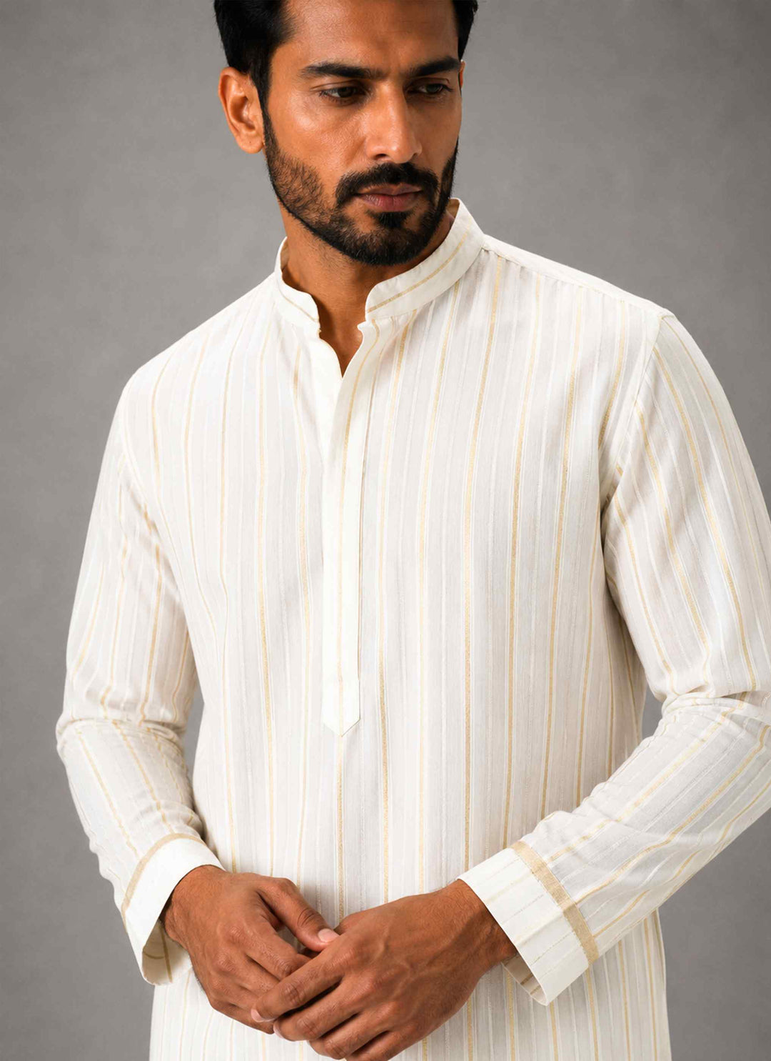 Gold Line - Cotton Linen Kurta