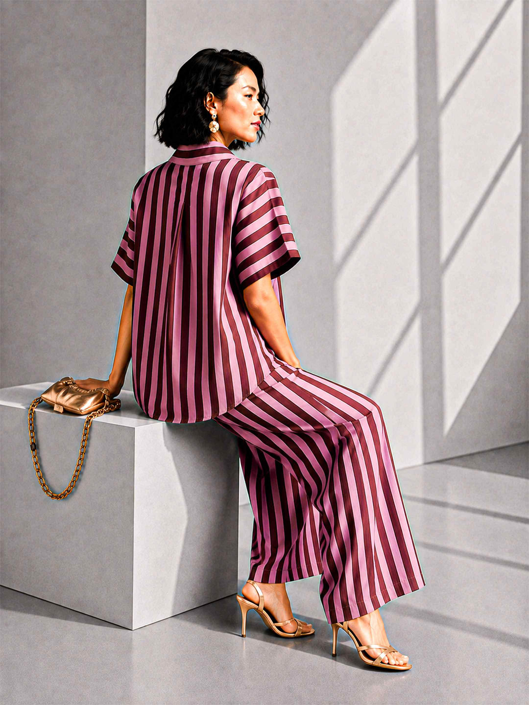 Aubergine Pink Stripe - Buttoned Down Set