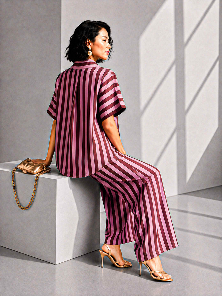 Aubergine Pink Stripe - Buttoned Down Set