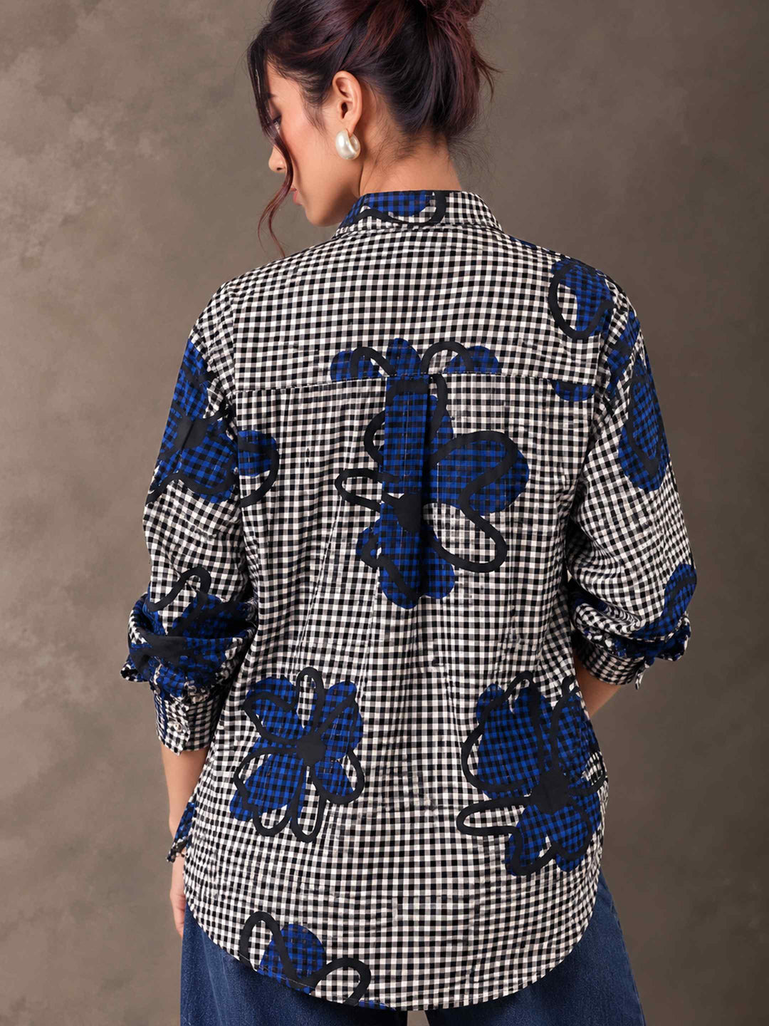 Gingham Doodle Shirt - Blue