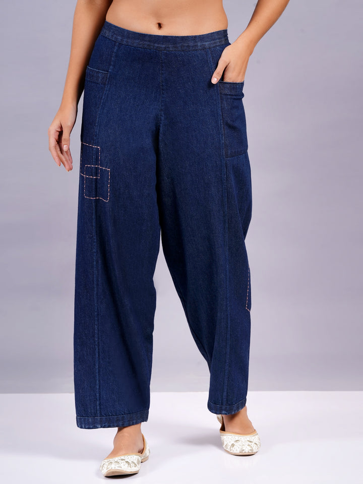 Indigo Blue Straight Fit Denim Pants