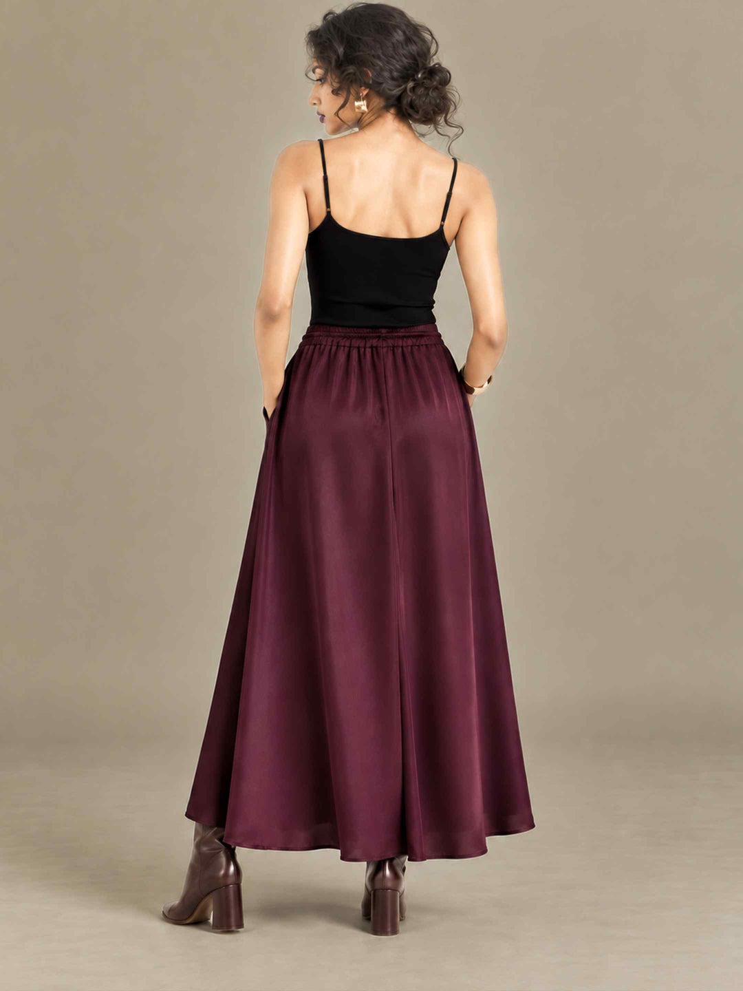 Satin Skirt - Wine